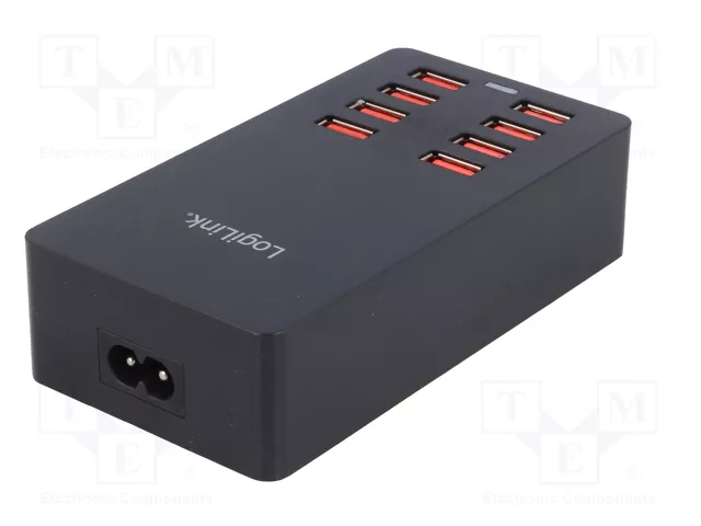 LogiLink Chargeur USB-A 44 W 8 ports Noir