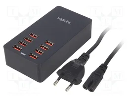 LOGILINK Chargeur USB de bureau 5V 8,8A Noir