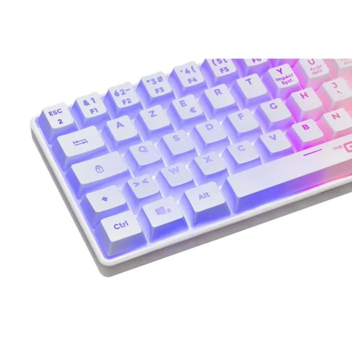 The G-Lab KEYZ HYDROGEN - Clavier gamer sans fil AZERTY avec rétroéclairage RGB - Touches mécaniques - Connexion 2.4 GHz - Blanc