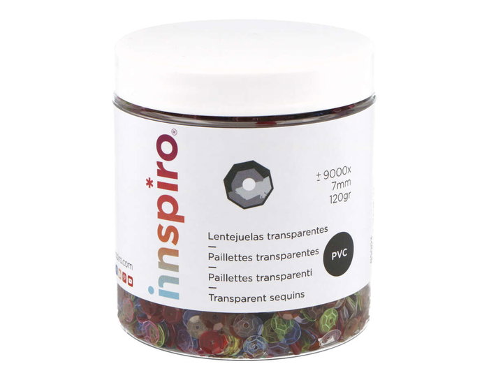 Innspiro Mélange de paillettes rondes transparentes 7mm 120g