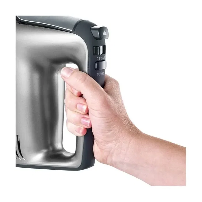 Severin Batteur électrique HM3832 400 W 5 vitesses + turbo – 2 fouets + 2 crochets à pétrir – Noir/Inox
