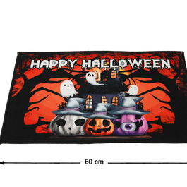 Felpudo Halloween 60x40 cm avec Fantômes et Citrouilles - Tapis d'entrée décoratif