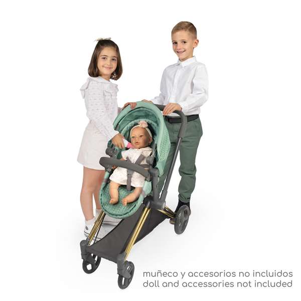 Decuevas Coche de muñeca 3x1 plegable - Poussette de poupée 3 en 1 pliable pour poupées jusqu'à 50 cm - Métal, plastique, polyester
