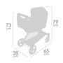 Decuevas Coche de muñeca 3x1 plegable - Poussette de poupée 3 en 1 pliable pour poupées jusqu'à 50 cm - Métal, plastique, polyester