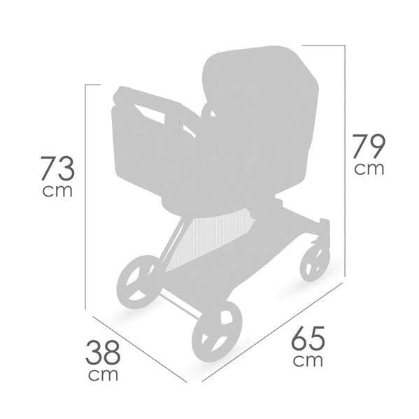 Decuevas Coche de muñeca 3x1 plegable - Poussette de poupée 3 en 1 pliable pour poupées jusqu'à 50 cm - Métal, plastique, polyester