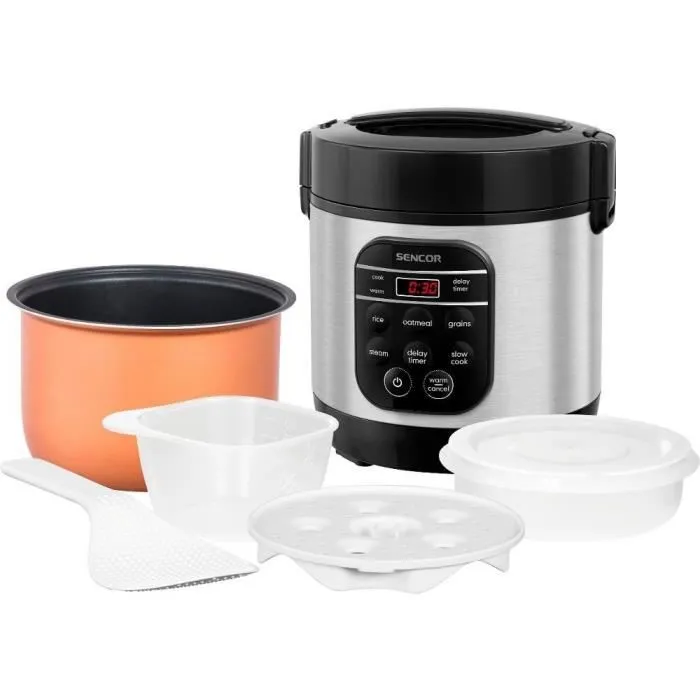 Sencor SRM 0650SS Cuiseur à riz multifonction, 0,6 L, Noir/Argent Sencor SRM 0650SS Cuiseur à riz multifonction, 0,6 L, Noir/Argent
