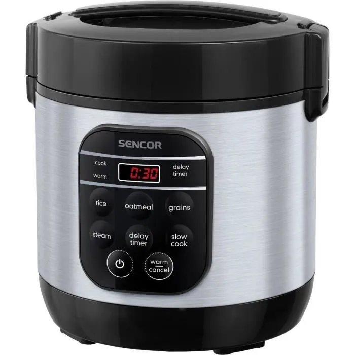 Sencor SRM 0650SS Cuiseur à riz multifonction, 0,6 L, Noir/Argent Sencor SRM 0650SS Cuiseur à riz multifonction, 0,6 L, Noir/Argent