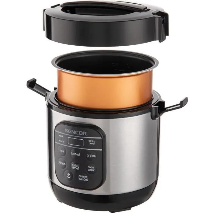 Sencor SRM 0650SS Cuiseur à riz multifonction, 0,6 L, Noir/Argent Sencor SRM 0650SS Cuiseur à riz multifonction, 0,6 L, Noir/Argent
