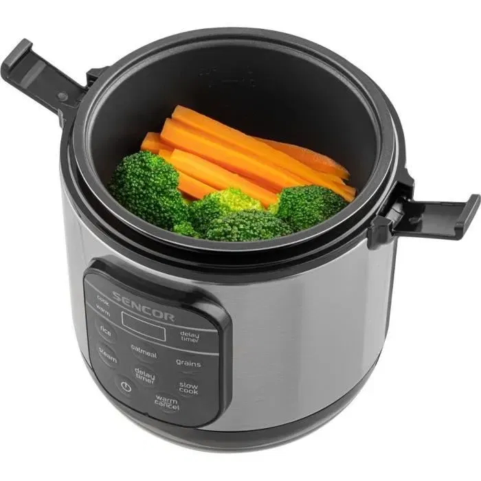 Sencor SRM 0650SS - Cuiseur à riz 0,6 litre avec 5 modes (riz, vapeur, mijotage), maintien au chaud 12h et cuve inox - Cuisson automatique Sencor SRM 0650SS - Cuiseur à riz 0,6 litre avec 5 modes (riz, vapeur, mijotage), maintien au chaud 12h et cuve inox - Cuisson automatique