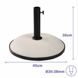 Marbueno Base pour Parasol Ronde en Ciment Blanc 20kg