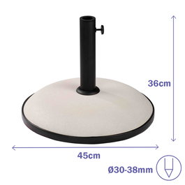 Marbueno 10451 Base pour Parapluie Rond en Béton Blanc 45x36 cm 20kg Jardin Piscine Terrasse