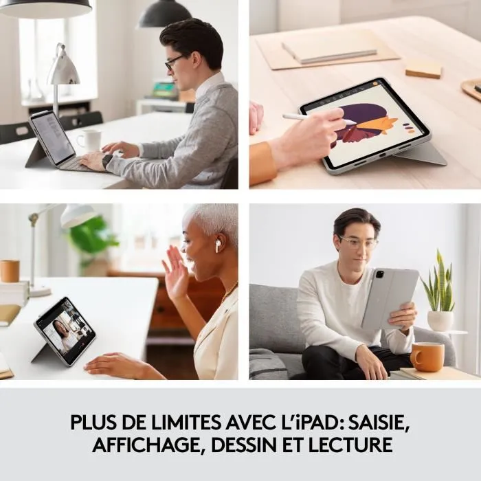 Logitech Combo Touch Étui Clavier pour iPad Pro 11" 1re 2e 3e 4e Génération, Clavier Détachable, Sable, Protection 4 en 1