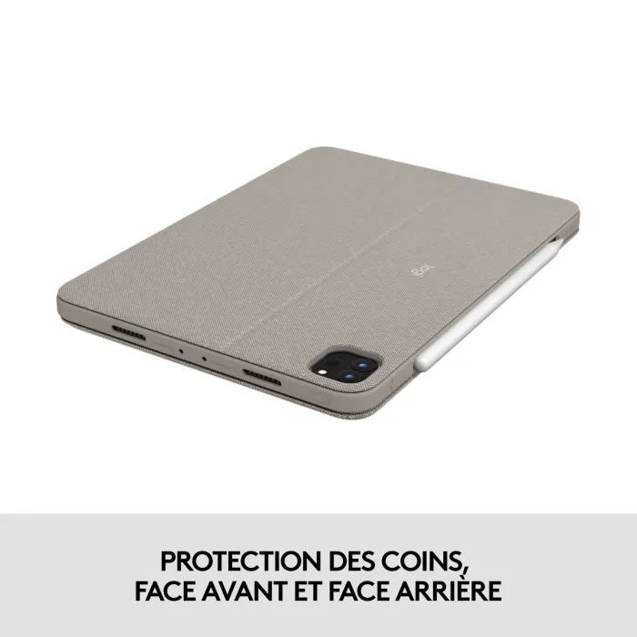 Logitech Combo Touch Étui Clavier pour iPad Pro 11" 1re 2e 3e 4e Génération, Clavier Détachable, Sable, Protection 4 en 1
