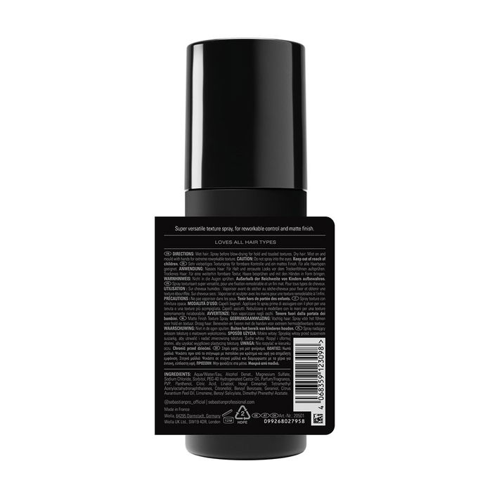 Sebastian Professionals Spray Texturisant Texture Maker - Finition Mate, Remodelable - Pour Volume et Définition - 150 ml