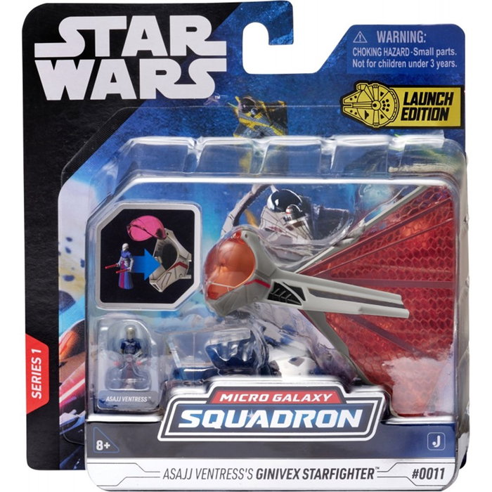 Jazwares Figurine Star Wars Micro Galaxy Squadron Vaisseau Ginivex 7,5 cm avec microfigurine Asajj Ventress
