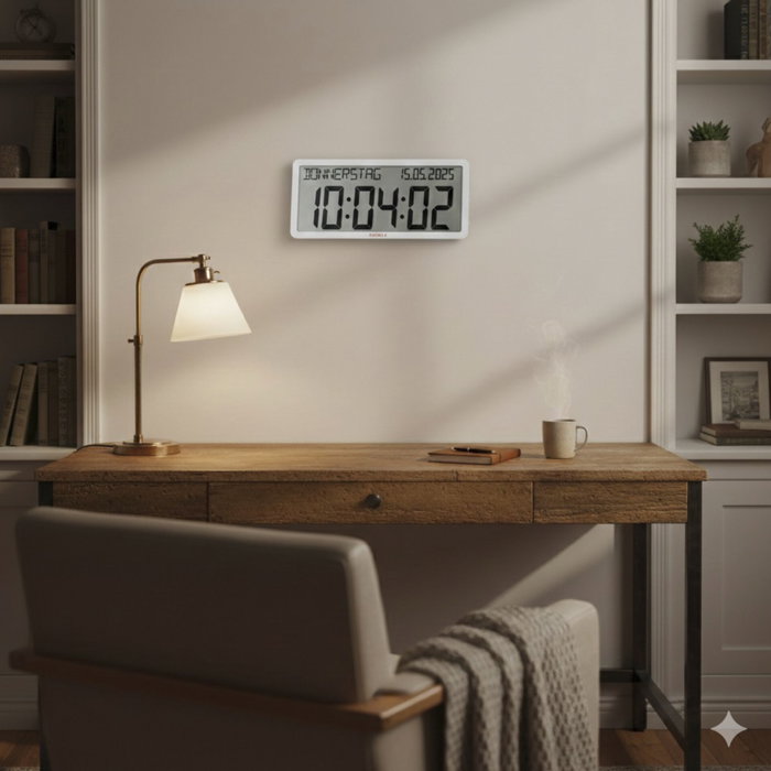 Kienzle Horloge murale radio contrôlée avec affichage de la date, blanc
