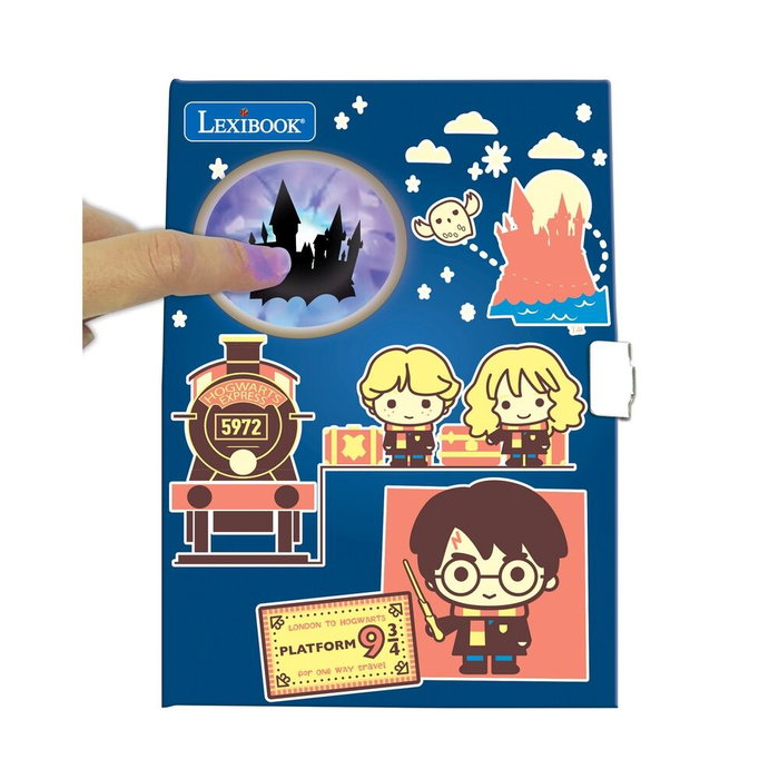 Lexibook Diario Secreto Electrónico Harry Potter, Journal Magique avec Effets de Lumière, 100 Pages, Candado et Llave, 5 Rotuladores et Autocollants, +3 Ans