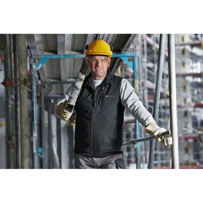 Bosch Professional Veste chauffante GHV 12+18V XA - Chaleur homogène avec 3 zones réglables et liberté de mouvement Bosch Professional Veste chauffante GHV 12+18V XA - Chaleur homogène avec 3 zones réglables et liberté de mouvement