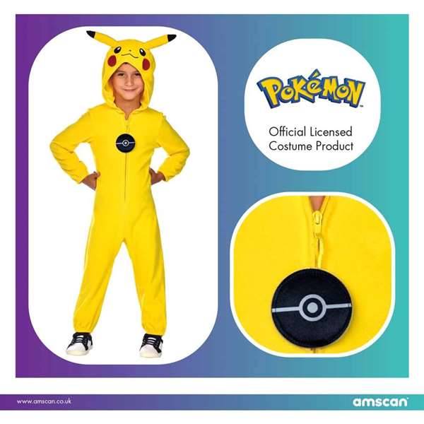 Liragram - Costume enfant Pokémon Pikachu, déguisement, taille M pour 8-10 ans (3 ans et plus)
