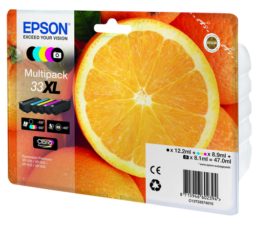 Epson C13T33574011 - Cartouche d'encre 33XL Multipack (Noir, Noir process, Cyan, Magenta, Jaune) Epson C13T33574011 - Cartouche d'encre 33XL Multipack (Noir, Noir process, Cyan, Magenta, Jaune)