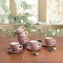 Quid Set de 6 Tasses et Soucoupes en Céramique Vita Morning Rose 9 cL
