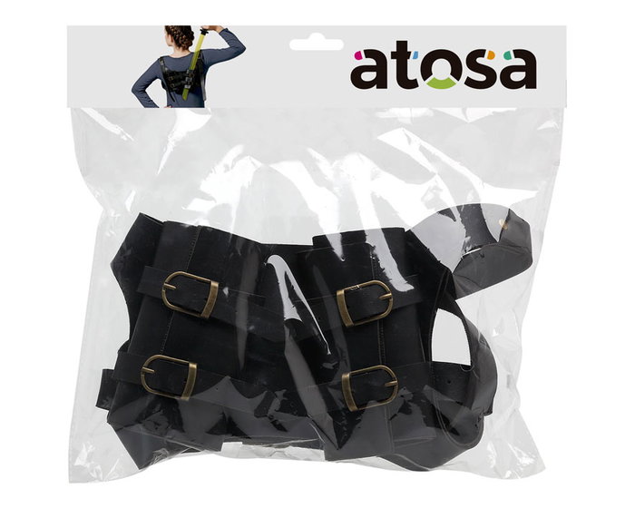 Housse d'épée noire de dos en simili cuir avec boucles