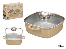 KINVARA Cacerola carrée pour induction forgée beige 24cm de 4 L