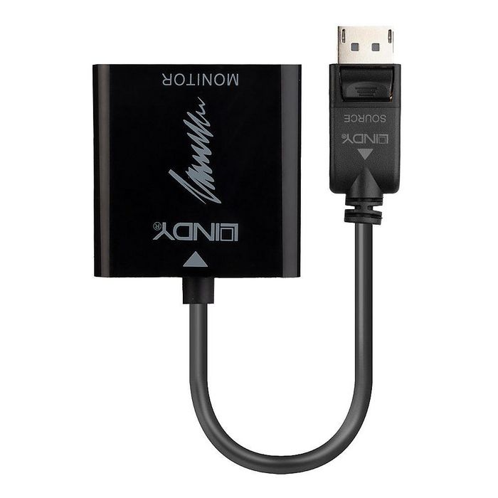 Lindy Convertisseur Actif DisplayPort 1.2 vers HDMI - Adapter pour Affichage 4K UHD 60Hz, HDR, HDCP 2.2, Audio, Compatible NVIDIA/AMD - Câble 15 cm