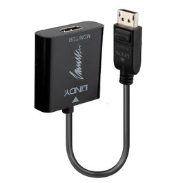 Lindy Convertisseur Actif DisplayPort 1.2 vers HDMI - Adapter pour Affichage 4K UHD 60Hz, HDR, HDCP 2.2, Audio, Compatible NVIDIA/AMD - Câble 15 cm