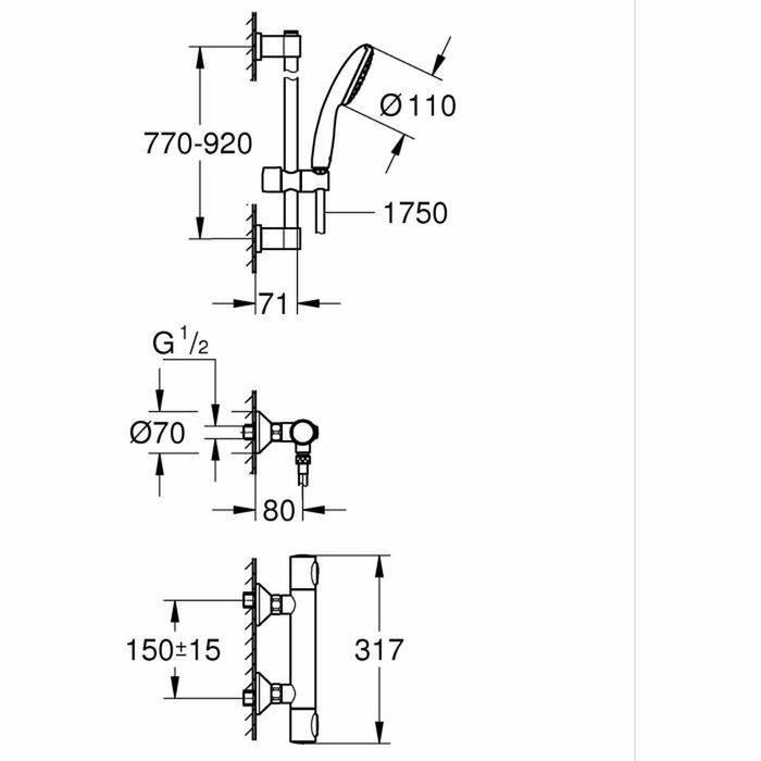 Grohe Ensemble de douche Precision Flow Gris