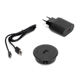 Emuca Airtop 2 Chargeur de surface sans fil avec USB-A, Ø60mm, Noir