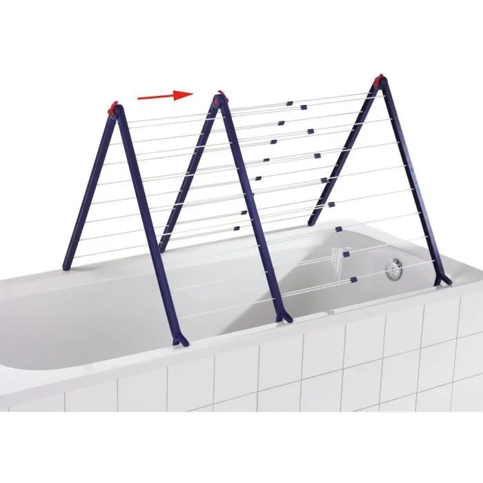 Leifheit Évidoir à Linge Pegasus V Duo 81702 - Séchoir Extensible Blanc et Bleu, Adapté aux Baignoires, Capacité 19 m