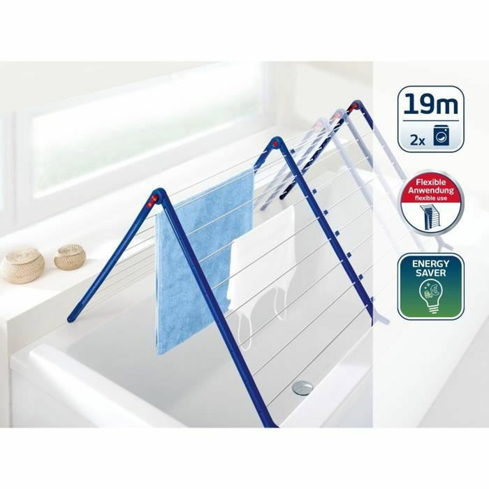 Leifheit Pegasus V Duo Étendoir à linge extensible blanc et bleu