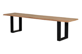 GINER Y COLOMER Banc en bois d'acacia massif et fer noir, dimensions L180 x P42 x H45 cm, nécessite assemblage