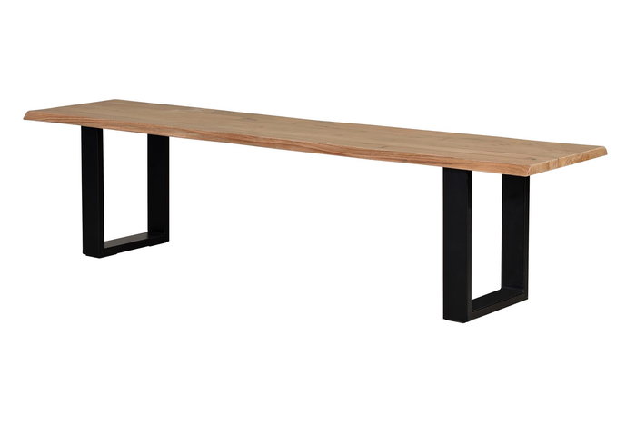 GINER Y COLOMER Banc en bois d'acacia massif et fer noir, dimensions L180 x P42 x H45 cm, nécessite assemblage GINER Y COLOMER Banc en bois d'acacia massif et fer noir, dimensions L180 x P42 x H45 cm, nécessite assemblage