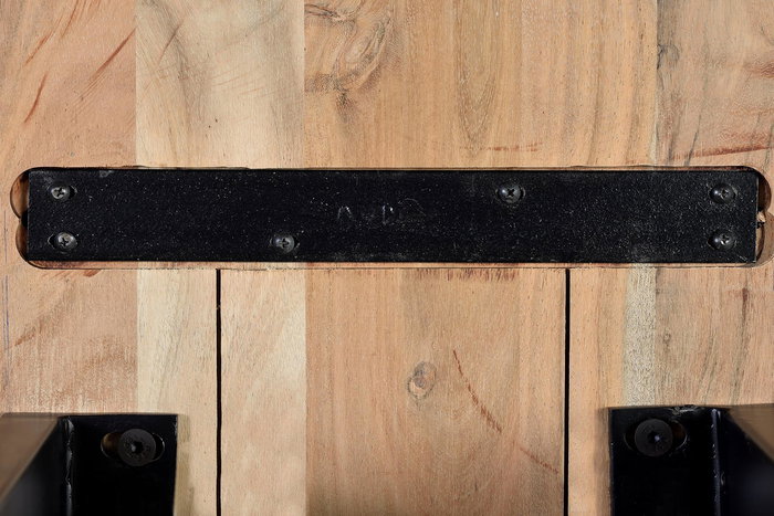 GINER Y COLOMER Banc en bois d'acacia massif et fer noir, dimensions L180 x P42 x H45 cm, nécessite assemblage GINER Y COLOMER Banc en bois d'acacia massif et fer noir, dimensions L180 x P42 x H45 cm, nécessite assemblage