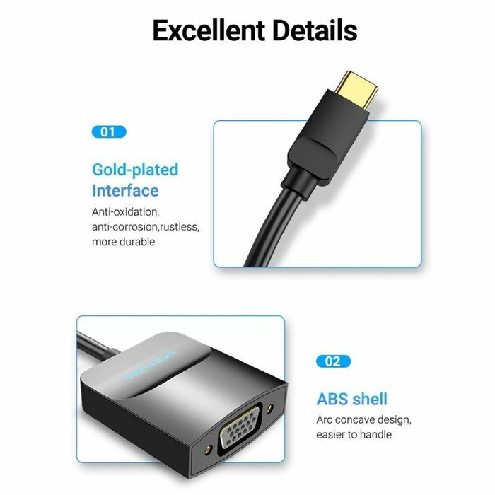 Vention Adaptateur USB vers VGA TDDBB Noir