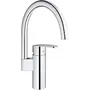 GROHE Mitigeur d'évier Wave Cosmopolitan 32449-001 monocommande pivotant 360°, bec haut, finition chromée Long-Life Shine, technologie SilkMove