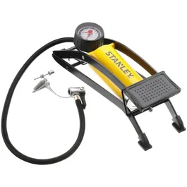 Stanley Pompe à pied - Réf. STHT80894-1 - Pression maxi 100 psi / 6.9 bars - Pour pneus voiture, vélo, ballons - Compacte et légère avec 3 adaptateurs