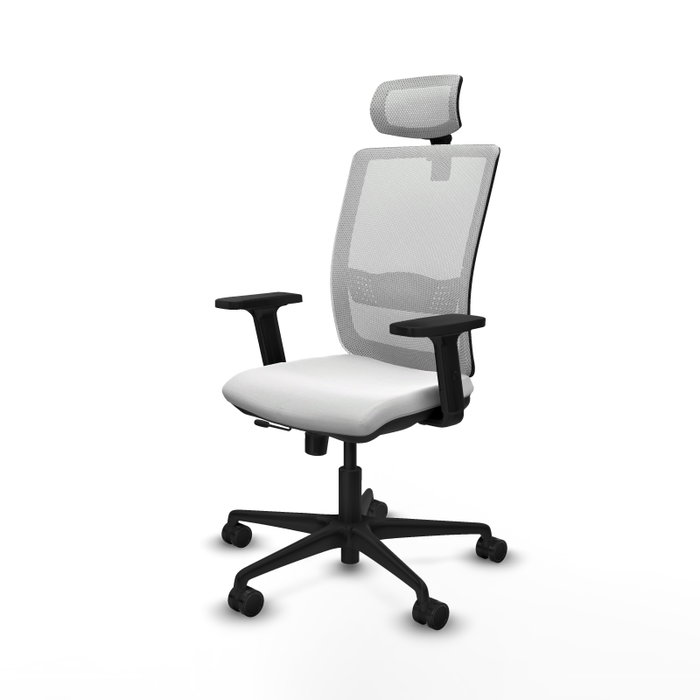 Piqueras Y Crespo Chaise de bureau Haches, Blanc, mécanisme Sincro/Traslack, Accoudoirs 2D