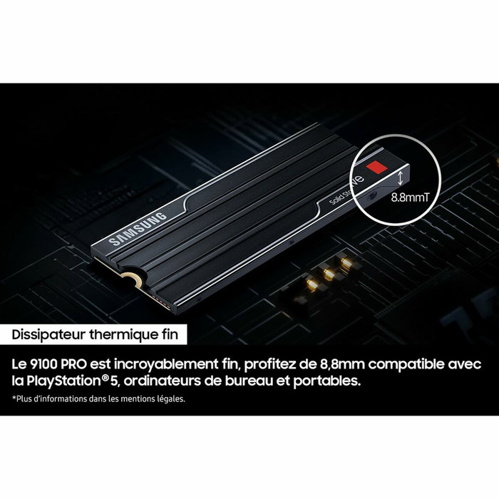 Samsung 9100 PRO 4 To SSD M.2 NVMe PCIe 5.0 avec dissipateur de chaleur