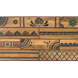 GINER Y COLOMER - Cabecero (Tête de lit) en bois massif de manguier couleur naturelle 170 cm avec détails peints à la main