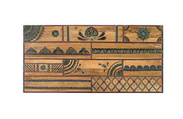 GINER Y COLOMER - Cabecero (Tête de lit) en bois massif de manguier couleur naturelle 170 cm avec détails peints à la main