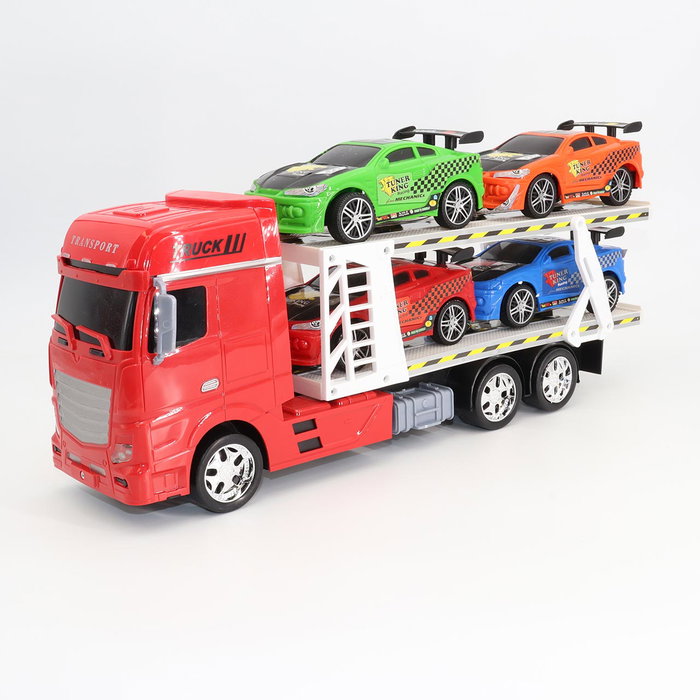 Tachan Camion de Courses Heroes de Ciudad avec 4 Voitures - Jouet de Collection - Modèle 1:24 - Pour Enfants 3 ans et plus
