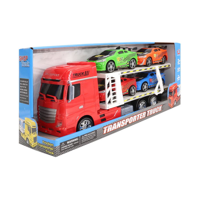 Tachan Camion de Courses Heroes de Ciudad avec 4 Voitures - Jouet de Collection - Modèle 1:24 - Pour Enfants 3 ans et plus