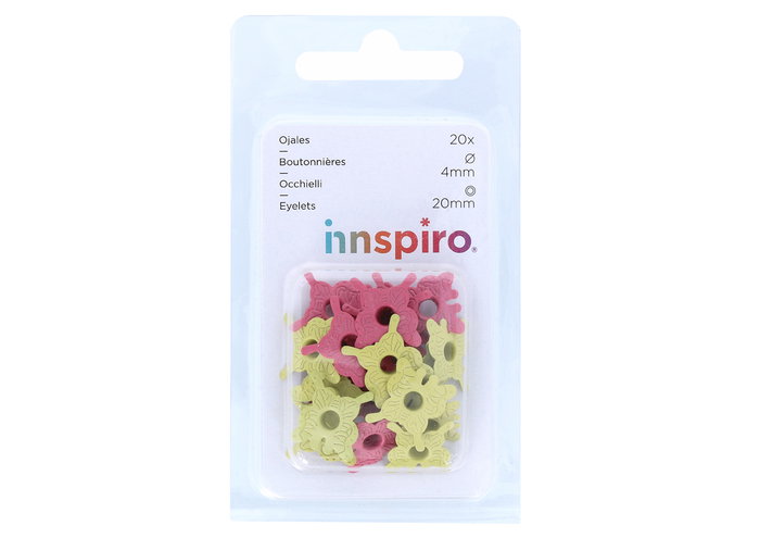 Innspiro Set de 20 ojales mariposa couleurs surtidos 20mm