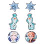 Peers Hardy - Set de 3 paires de boucles d'oreilles Frozen Disney avec flocons de neige, Olaf, Elsa et Anna