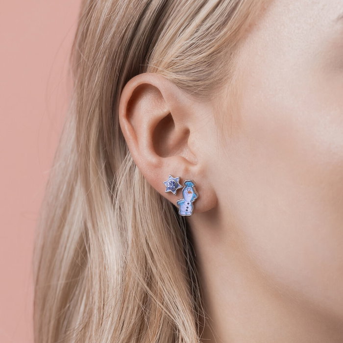 Peers Hardy - Set de 3 paires de boucles d'oreilles Frozen Disney avec flocons de neige, Olaf, Elsa et Anna
