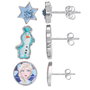 Peers Hardy - Set de 3 paires de boucles d'oreilles Frozen Disney avec flocons de neige, Olaf, Elsa et Anna