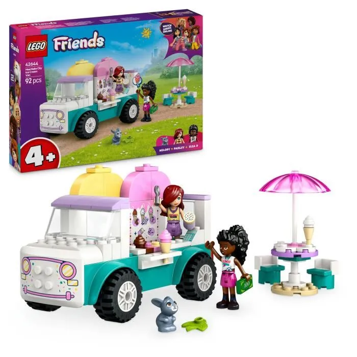 LEGO Friends 42644 Le camion de glaces de Heartlake City - Jeu de construction créatif avec 2 mini-poupées et 92 pièces - Pour enfants dès 4 ans LEGO Friends 42644 Le camion de glaces de Heartlake City - Jeu de construction créatif avec 2 mini-poupées et 92 pièces - Pour enfants dès 4 ans